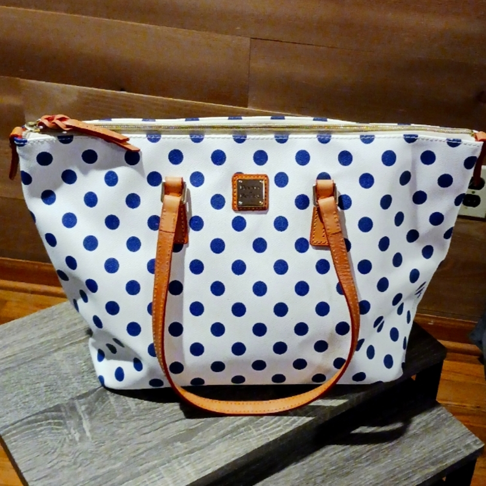 Dooney & Bourke Navy Polka Dot Tote